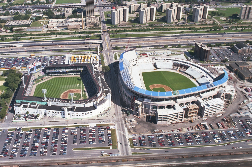 Old And New Comiskey Park Aerial Picture Chicago White Sox Framed Print