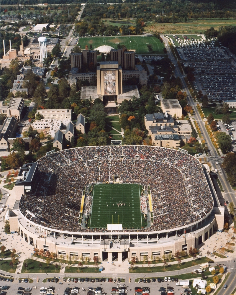Touchdown Jesus Aerial Of Notre Dame Stadium Big 10 Football Framed 