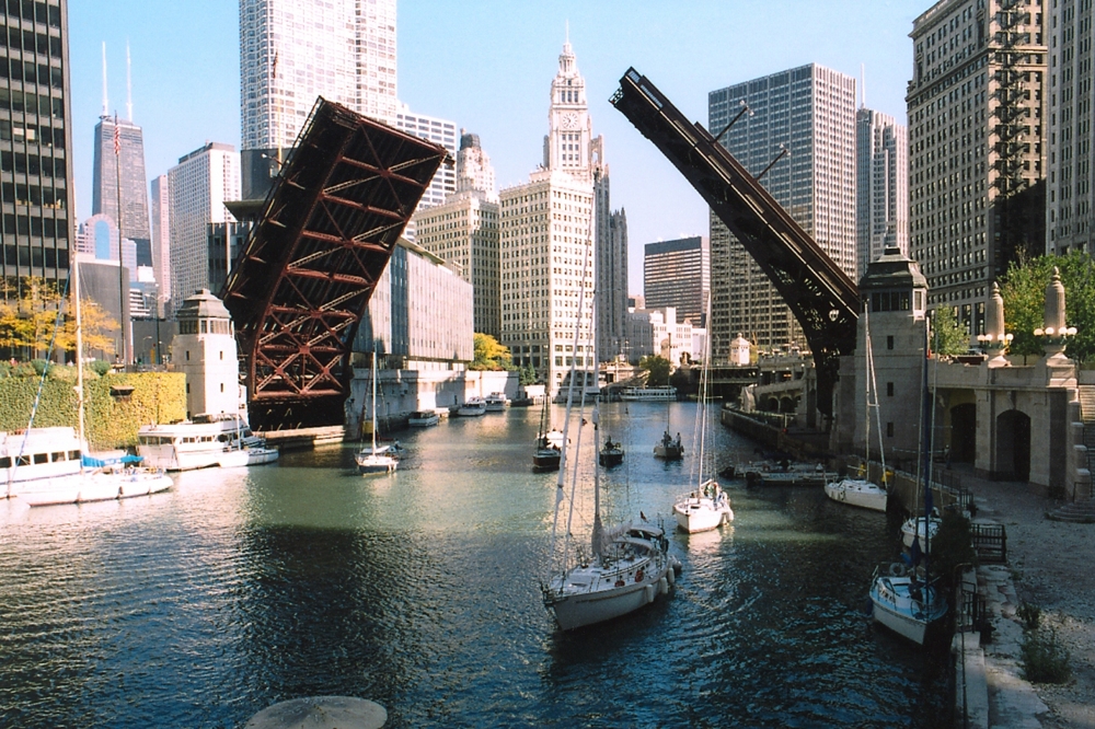 Chicago Bridges & Chicago River Chicago Loop Framed Print