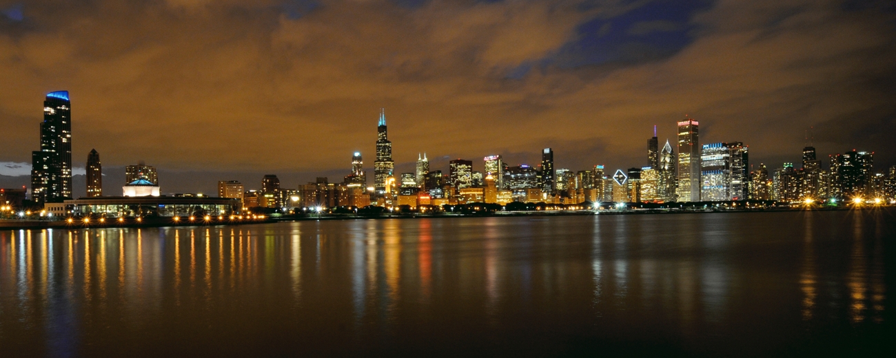 Chicago Sunset From Adler Chicago Skyline Framed Print