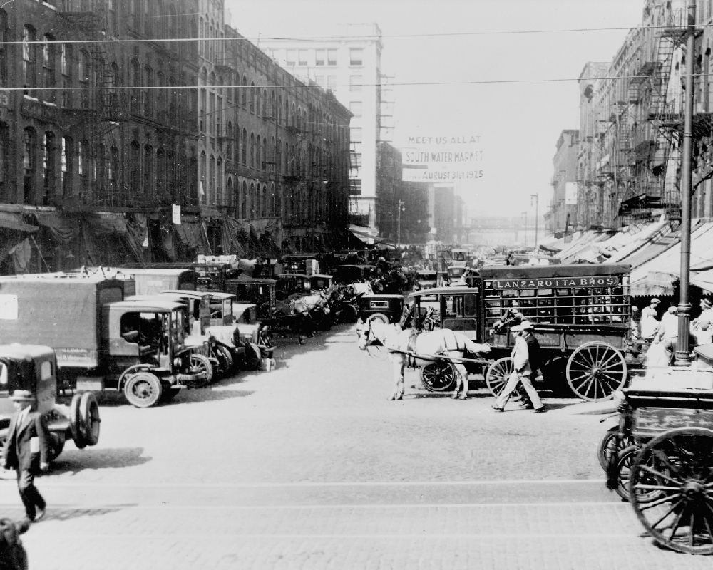 Fulton Street Market Vintage Chicago Chicago History Framed Print