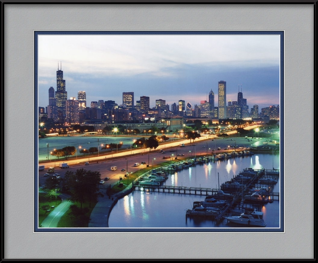 Aerial Of Chicago Chicago Skyline Framed Print