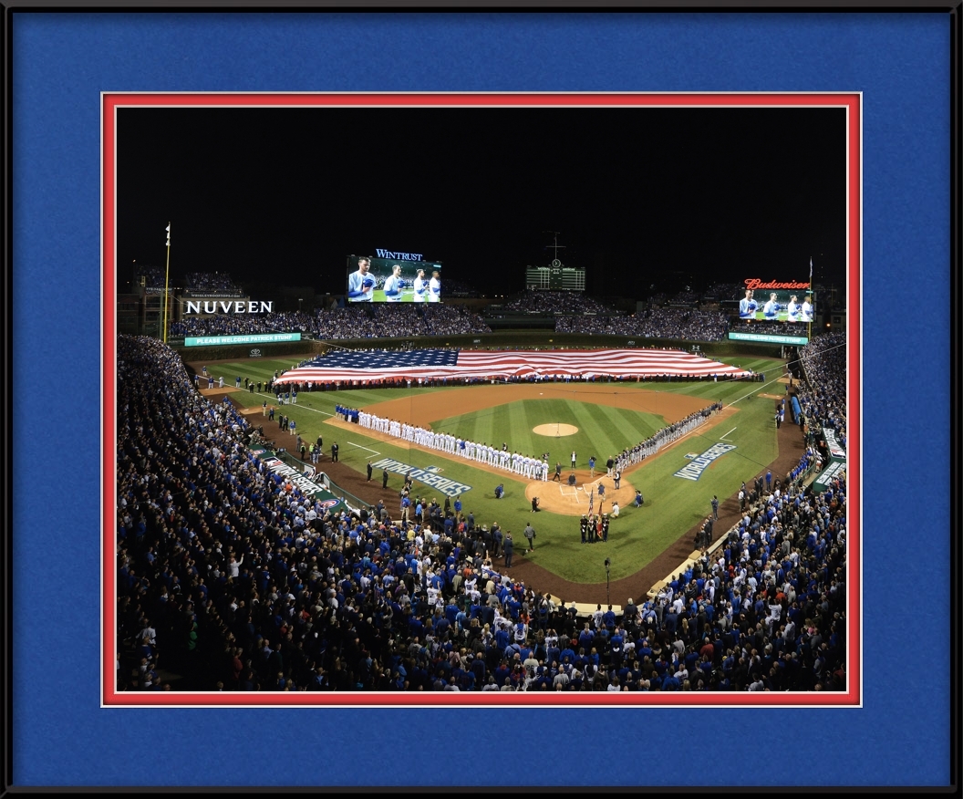 Cubs World Series Game 3 National Anthem W/ USA Flag Chicago Cubs
