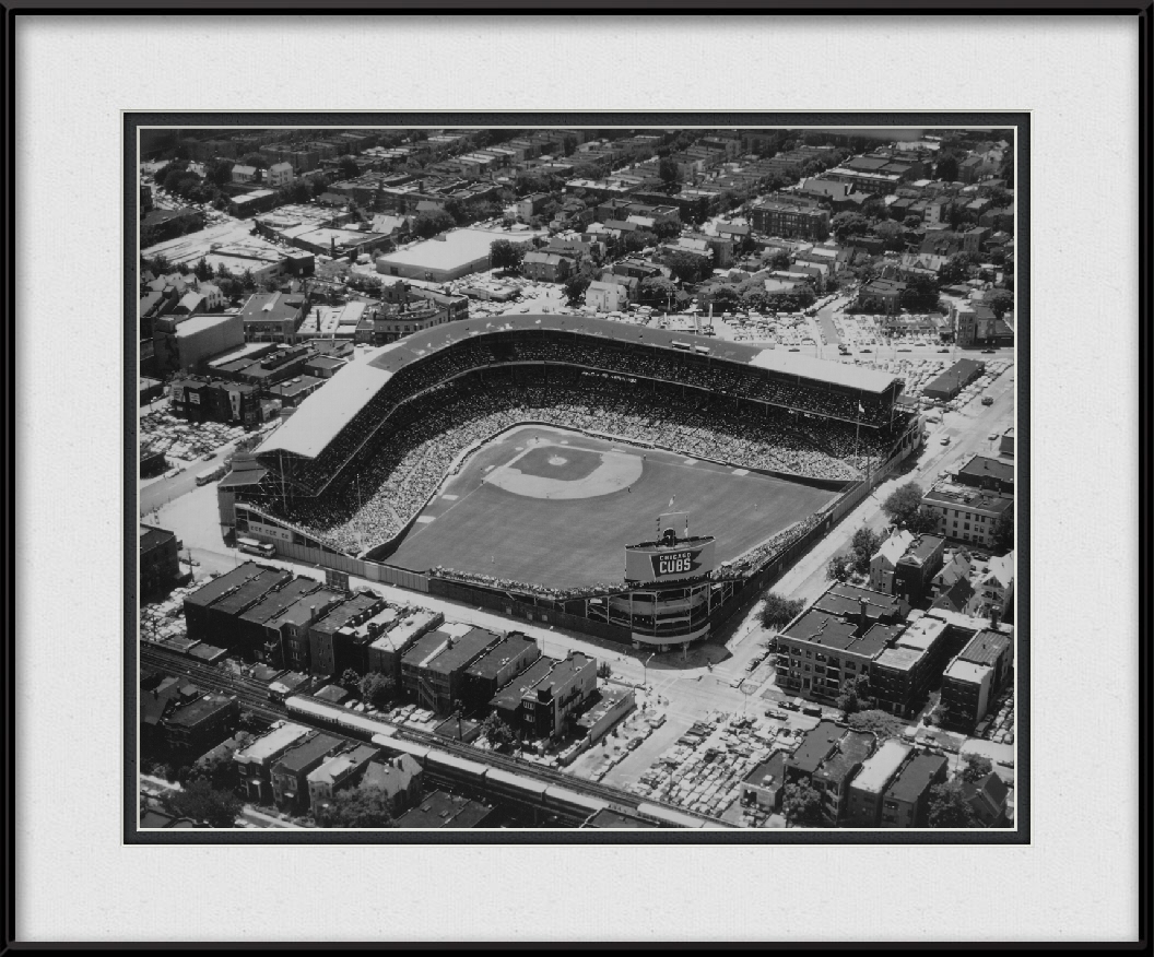 Wrigleyville Area & Wrigley Field Black & White Chicago Cubs Framed